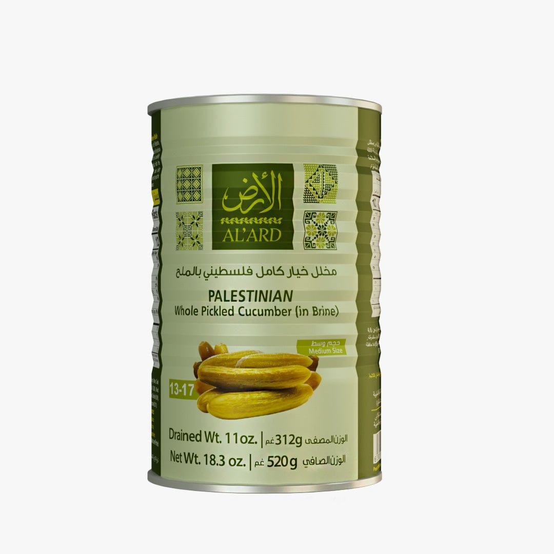 Al'ard Products food Palestinian Whole Pickled Cucumber  count (13-17)(in Brine) (Drained Wt. 370g/13oz) (NET Wt. 670g/23.6oz