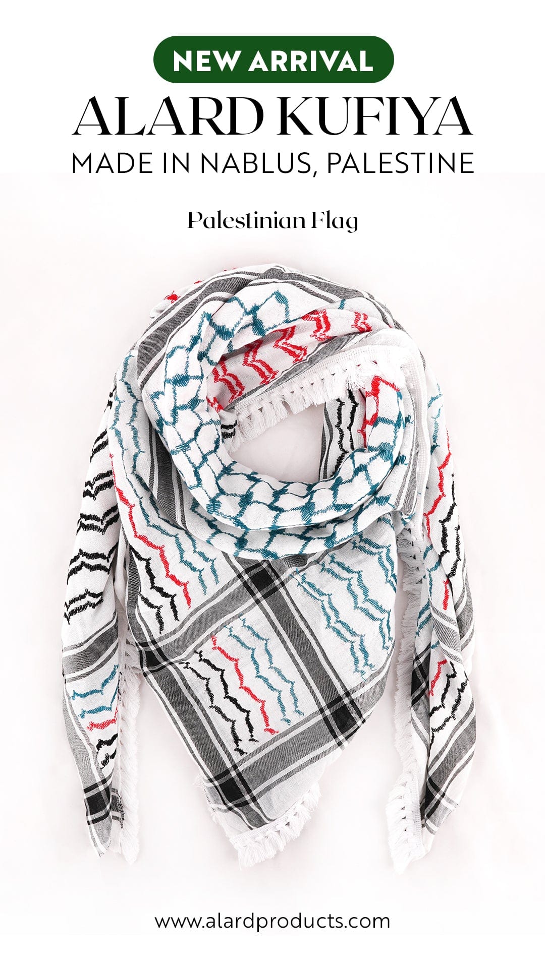 NEW IN: Nabulsi Palestinian Flag Kufiya (Made in Palestine) – Al'ard USA