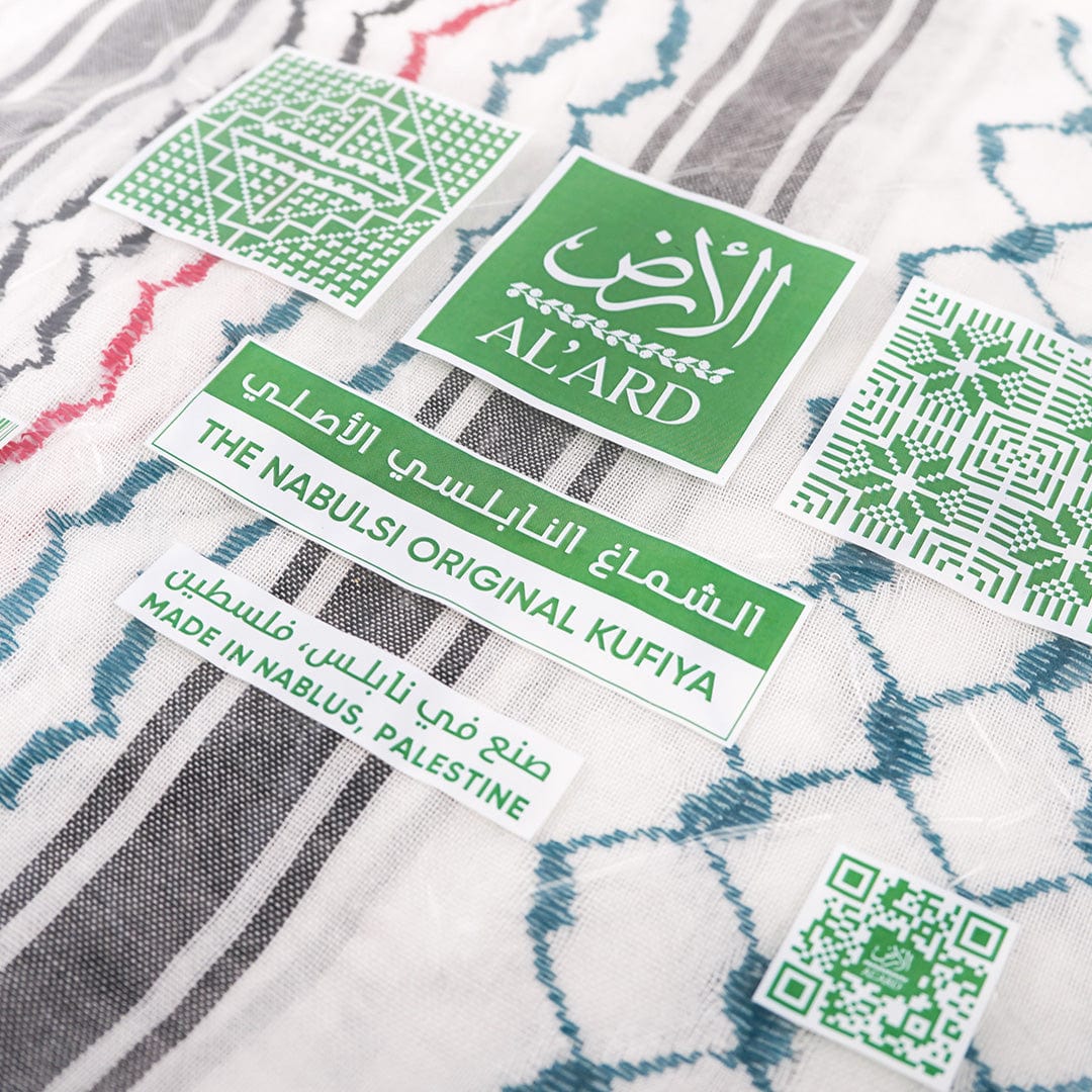 Al'ard Products NEW IN: Nabulsi Palestinian Flag Kufiya (Made in Palestine)