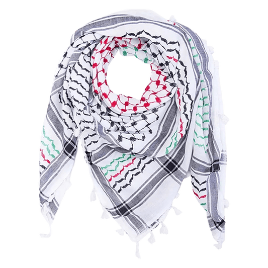 Al'ard Products NEW IN: Nabulsi Palestinian Flag Kufiya (Made in Palestine)