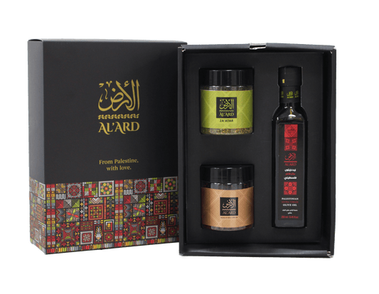 Al'ard USA Al'Ard Premium Gift - Extra Virgin Olive Oil - 250ml + Premium Za'atar 120g + Dukkah Blend 120g