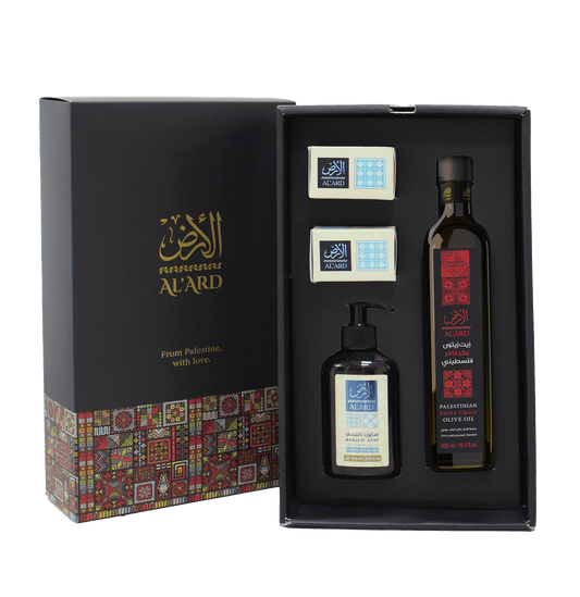 Al'ard USA Al'Ard  Premium Gift - Extra Virgin Olive Oil - 500ml + Nabulsi Olive Oil Soap bar 150g + Nabulsi Olive Oil Liquid Soap 250ml