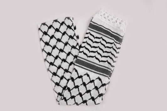 Al'ard USA Scarves Al'Ard Black and white Wishah (Scarf) (Made in Palestine)